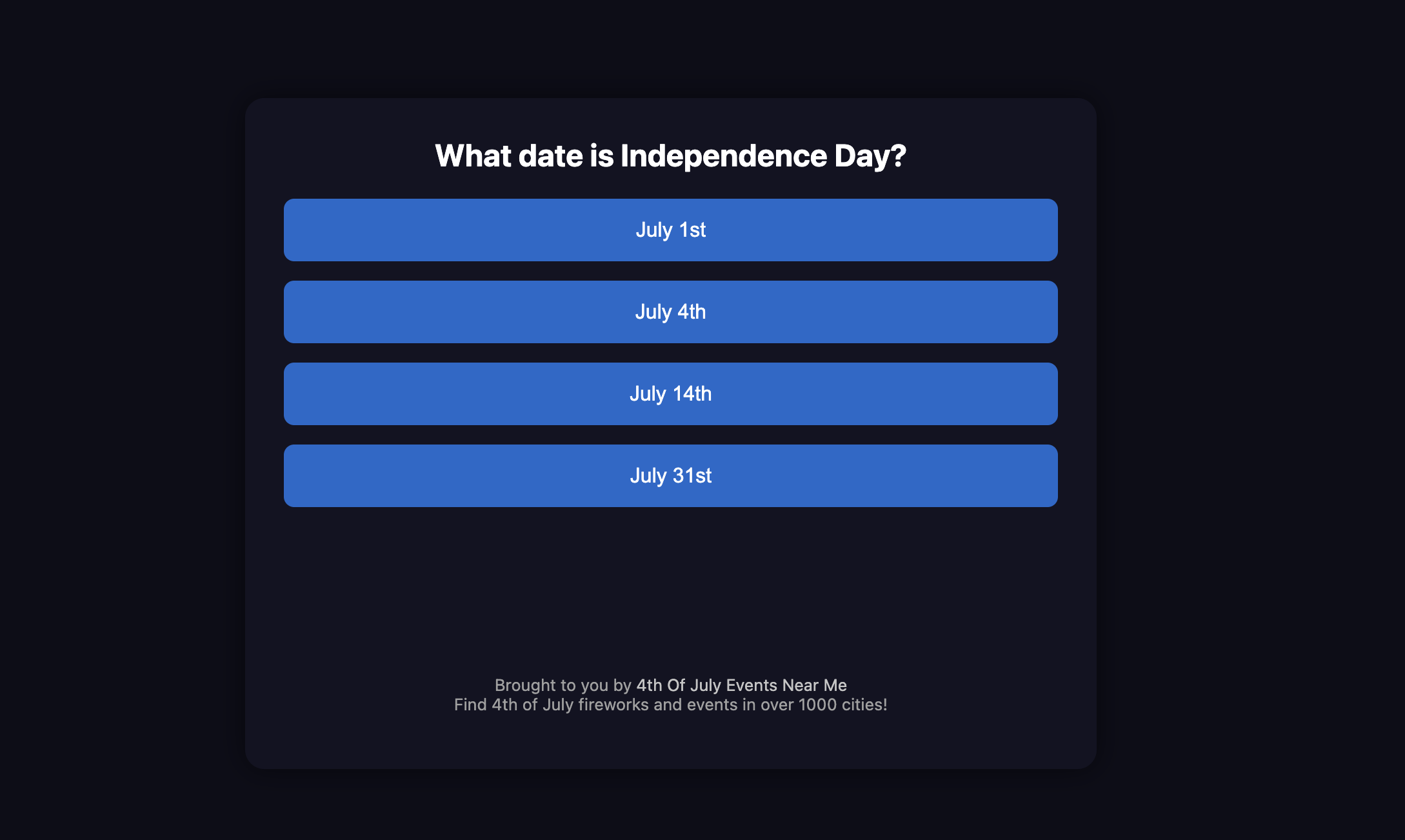 Interactive 4th of July Quiz